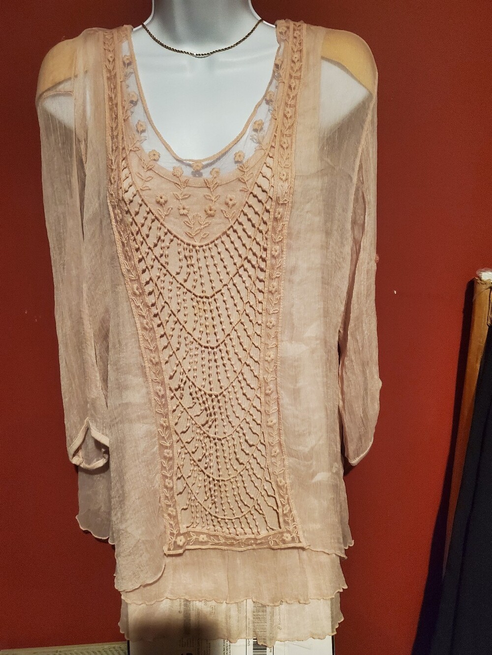 100% silkChic Blush Embroidered Women's Blouse